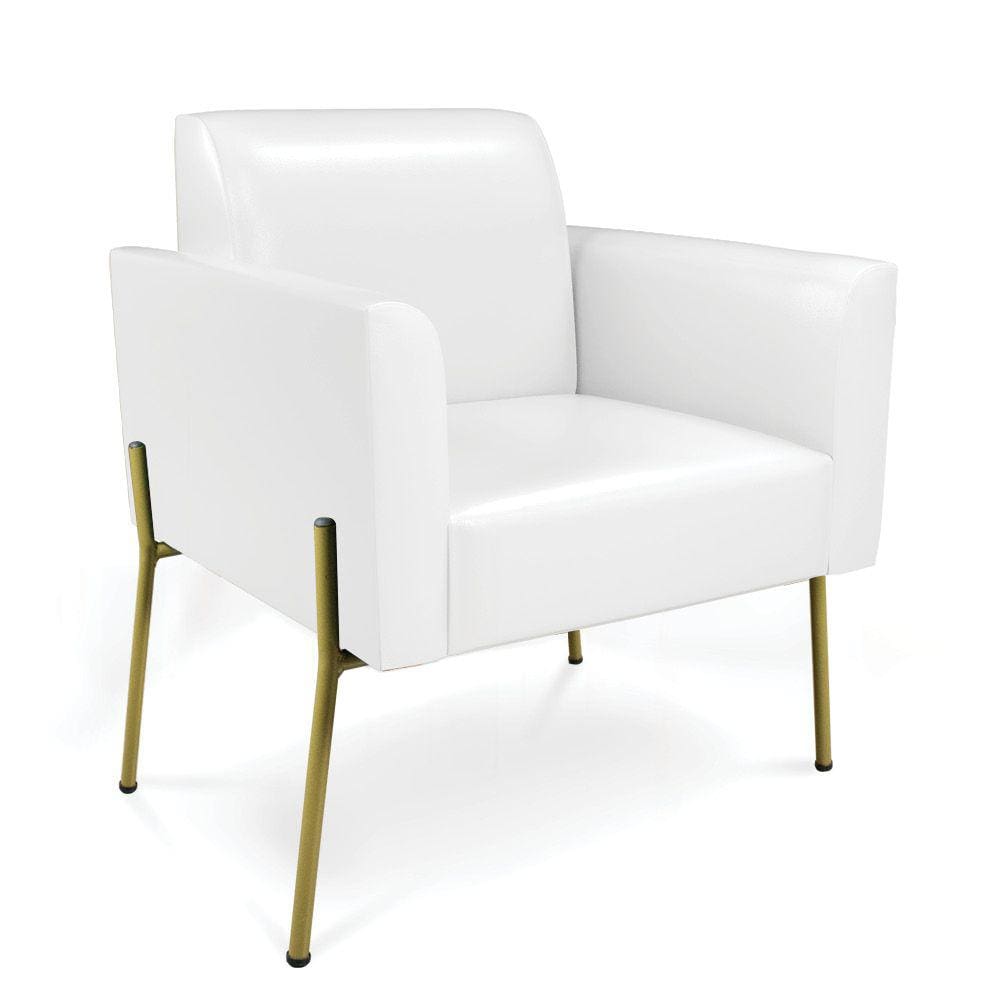 Poltrona Pé de Ferro Dourado para Sala Marisa Corano Branco D03 - D`Rossi