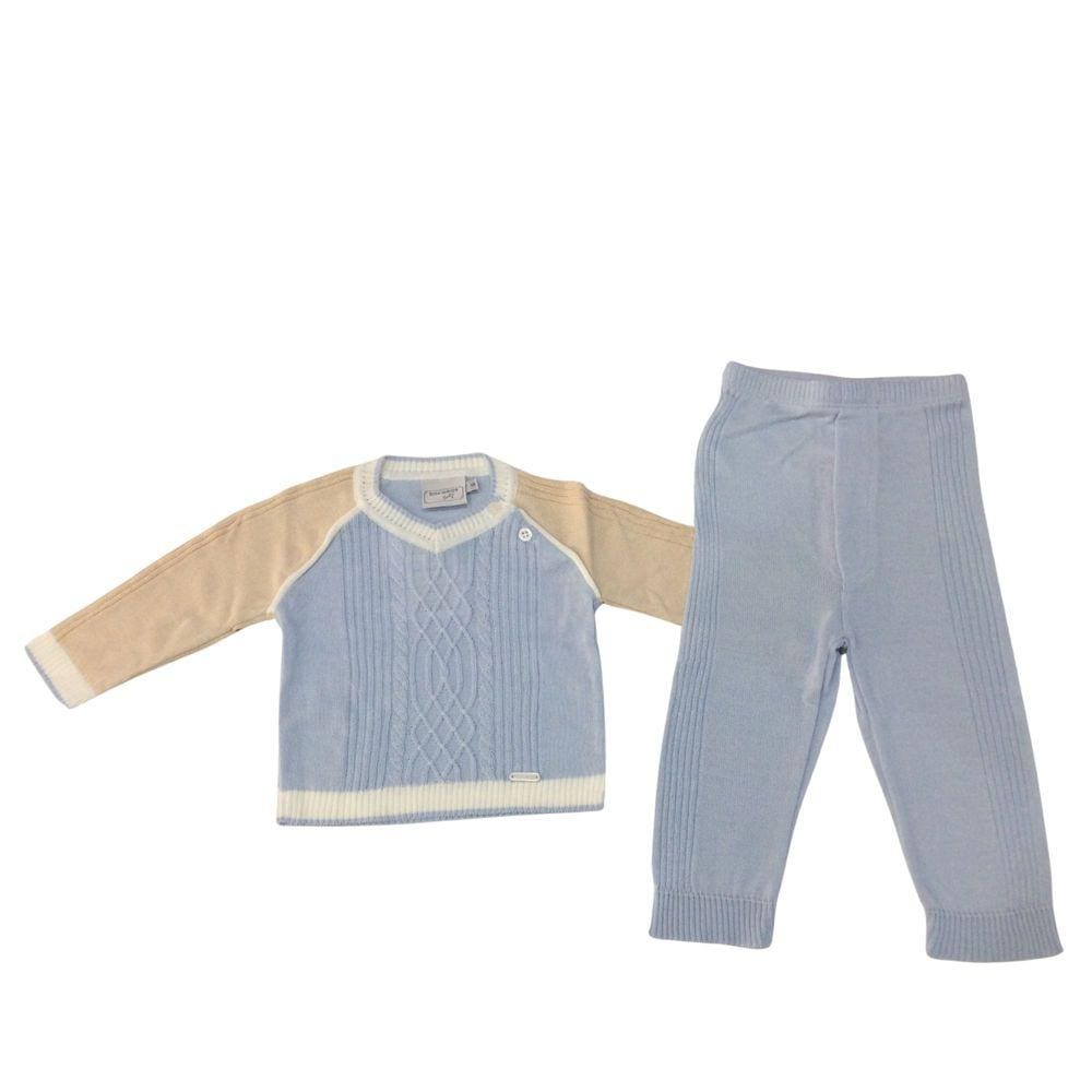 Conjunto Tricot Masculino Infantil Noruega Azul Bege
