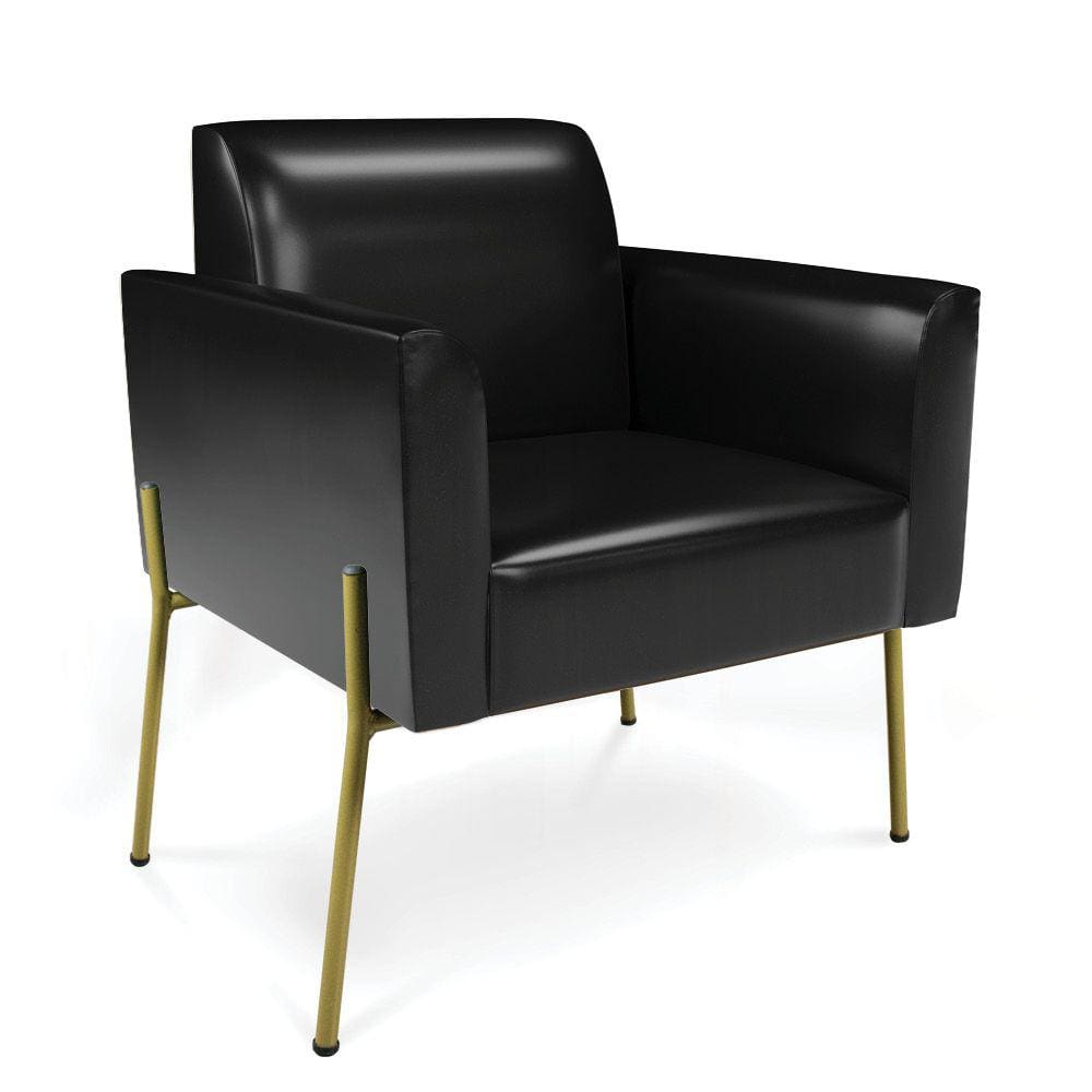 Poltrona Pé de Ferro Dourado para Sala Marisa Corano Preto D03 - D`Rossi