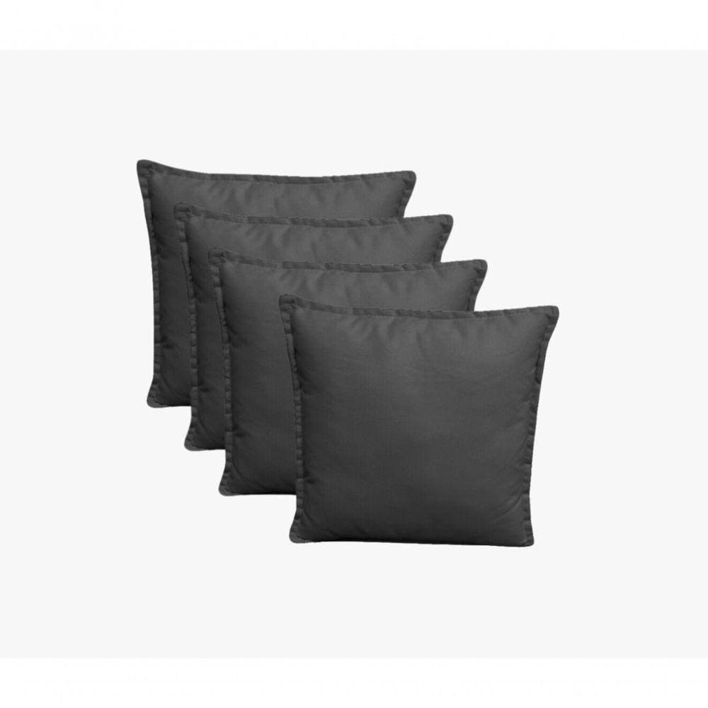 Kit 4 Almofadas Decorativas Cheias Com Ziper Suede Cinza Escuro