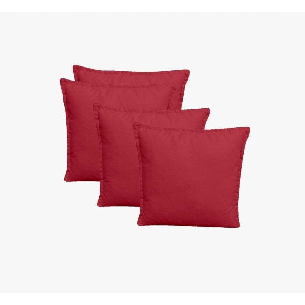 Kit 4 Almofadas Decorativas Cheias Com Ziper Suede Vermelho