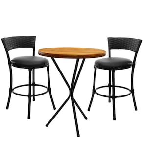 2 Banquetas Forts Baixa Fibra Preto Ferro Bistrô Com Tampa Madeira