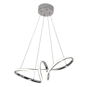 Pendente Moderno Prata 58cm Led 35W 3 em 1 Bivolt