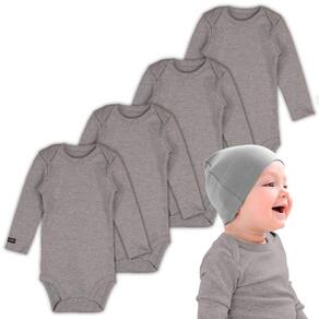 Conjunto Body Algodao Manga Longa Cores Neutras