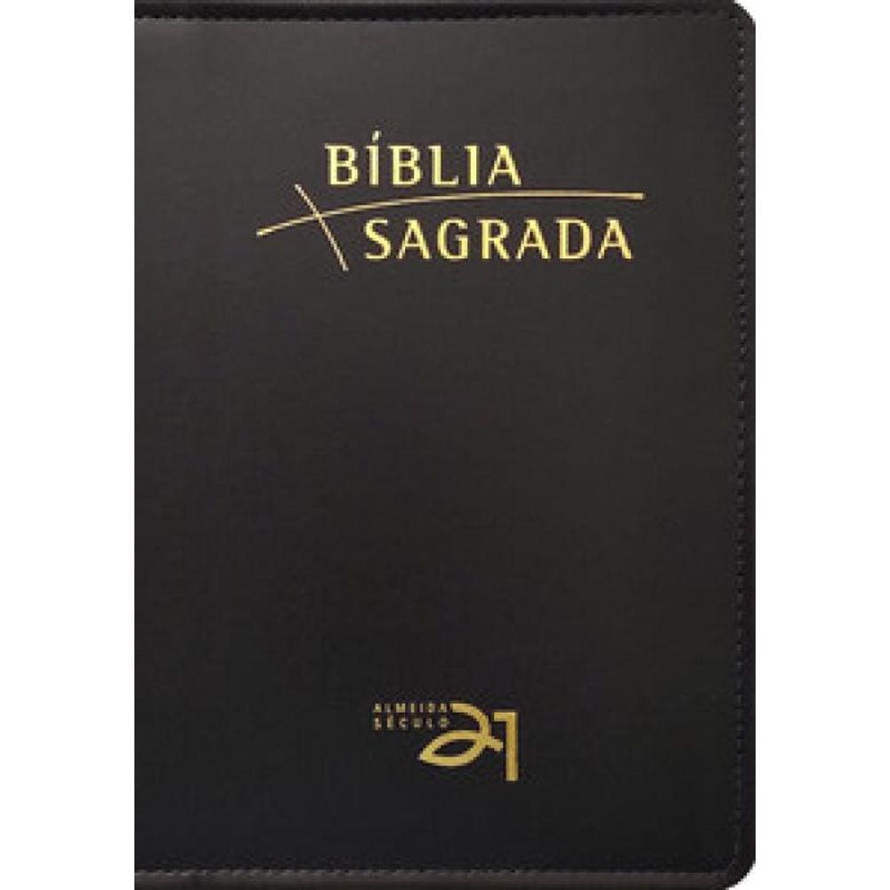 Bíblia A21 Luxo - Couro Simulado Preto C/ Referências Cruzadas