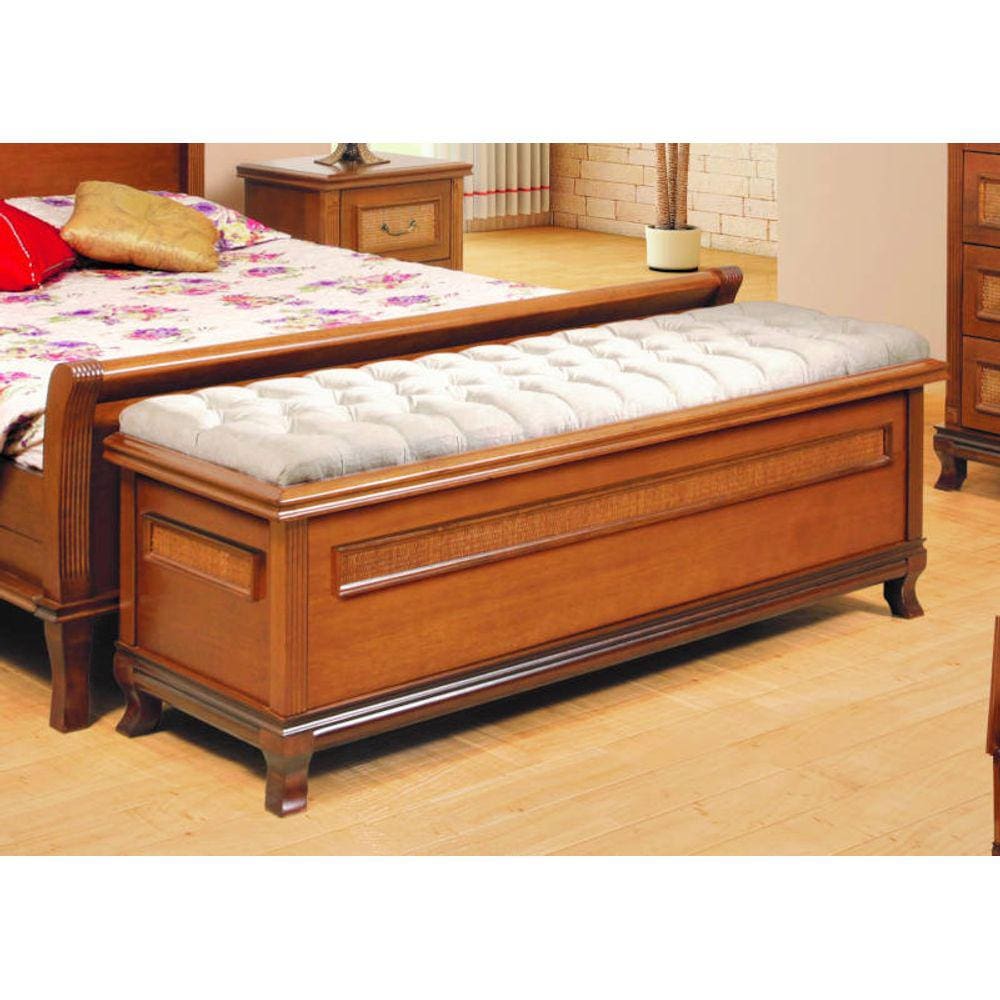 Baú para Quarto de Casal Estofado 1,40m - Athenas - Móveis Montanhês