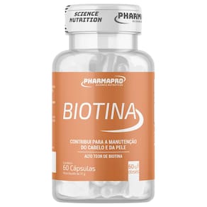 Biotina Pote 60 Cápsulas Pharma Pro Para Promover o Crescimento e a Saúde dos Cabelos e Unhas
