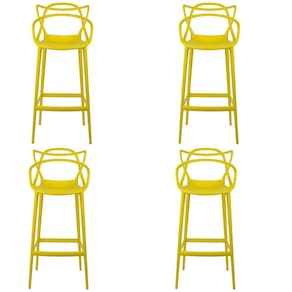 Kit 4 Banqueta Aviv Allegra Solna Fratini 109 cm (altura) Polipropileno Cor Amarelo