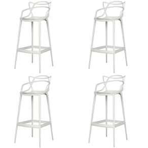 Kit 4 Banqueta Aviv Allegra Solna Fratini 109 cm (altura) Polipropileno Cor Branco