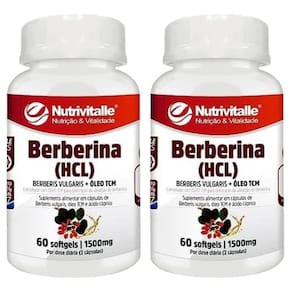 Kit 2 Un - Berberina Hcl 1500Mg 60 Capsulas Nutrivitalle
