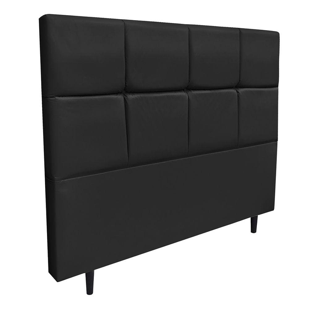 Cabeceira Roma para Cama Box Solteiro 90 cm Corino Preto - D`Rossi