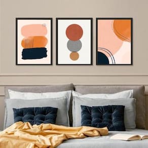Kit 3 Quadros Quarto Marrom - Abstratos 24X18Cm - Com Vidro