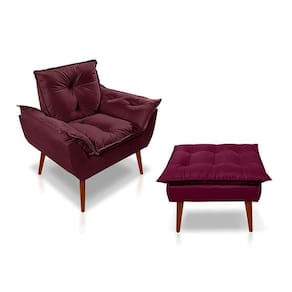 Kit C- 01 Poltrona Opala + 01 Puff Opala Elegante Suede Bordo