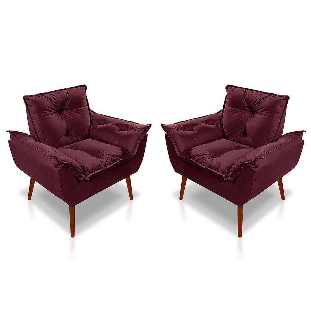 Kit C- 02 Poltronas Opala Luxo Suede Bordo
