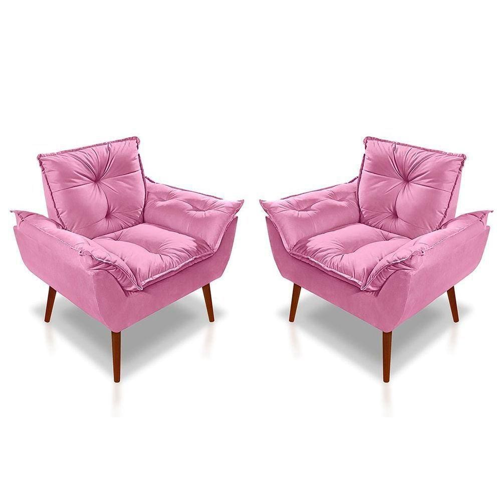 Kit C- 02 Poltronas Opala Luxo Suede Rose