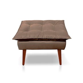 Puff Opala Decorativo Panqueta De Apoiar Os Pés Suede Cappuccino
