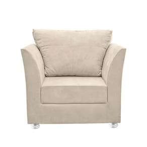 Poltrona Cadeira Decorativa Para Sala E Quarto Lisboa Suede Bege
