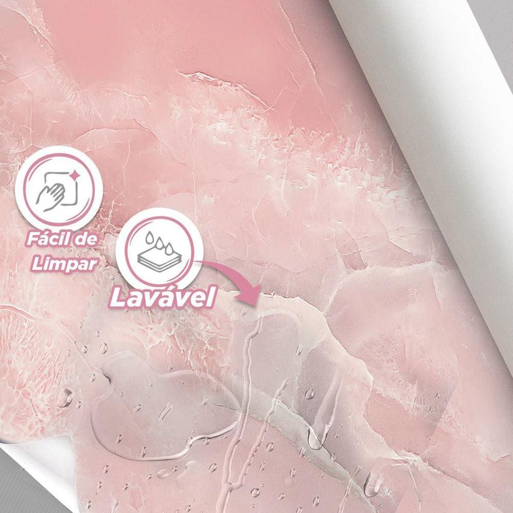 Papel De Parede Painel 3D Mármore Rosa Claro Vinílico 1,5M