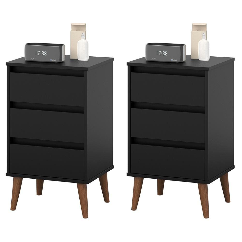 Kit 2 Mesas de cabeceira Wood Preto