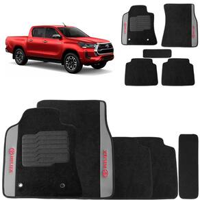 Jogo de Tapete Carpete Hilux 2005 a 2015 Preto 5 Peças