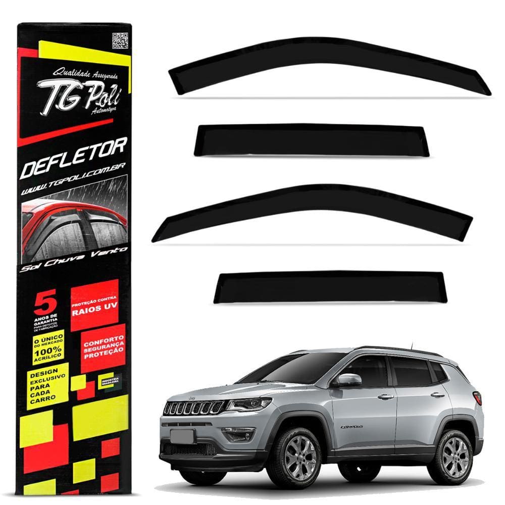 Calha Chuva Defletor Jeep C/pass 2017 a 2023 Acrilico Tgpoli