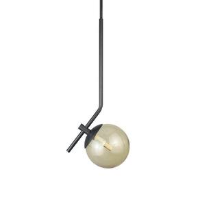 Pendente On Ly Preto Com Globo Esfera De Vidro âmbar