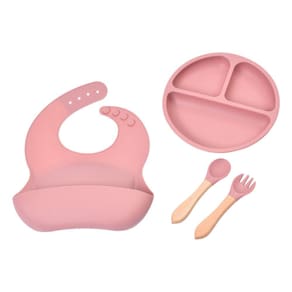 Kit Babador Prato Talheres Silicone Pietra Baby