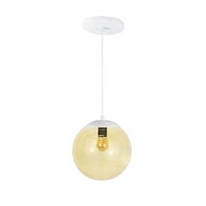 Pendente Globo Esfera De Vidro âmbar 20cm - Branco
