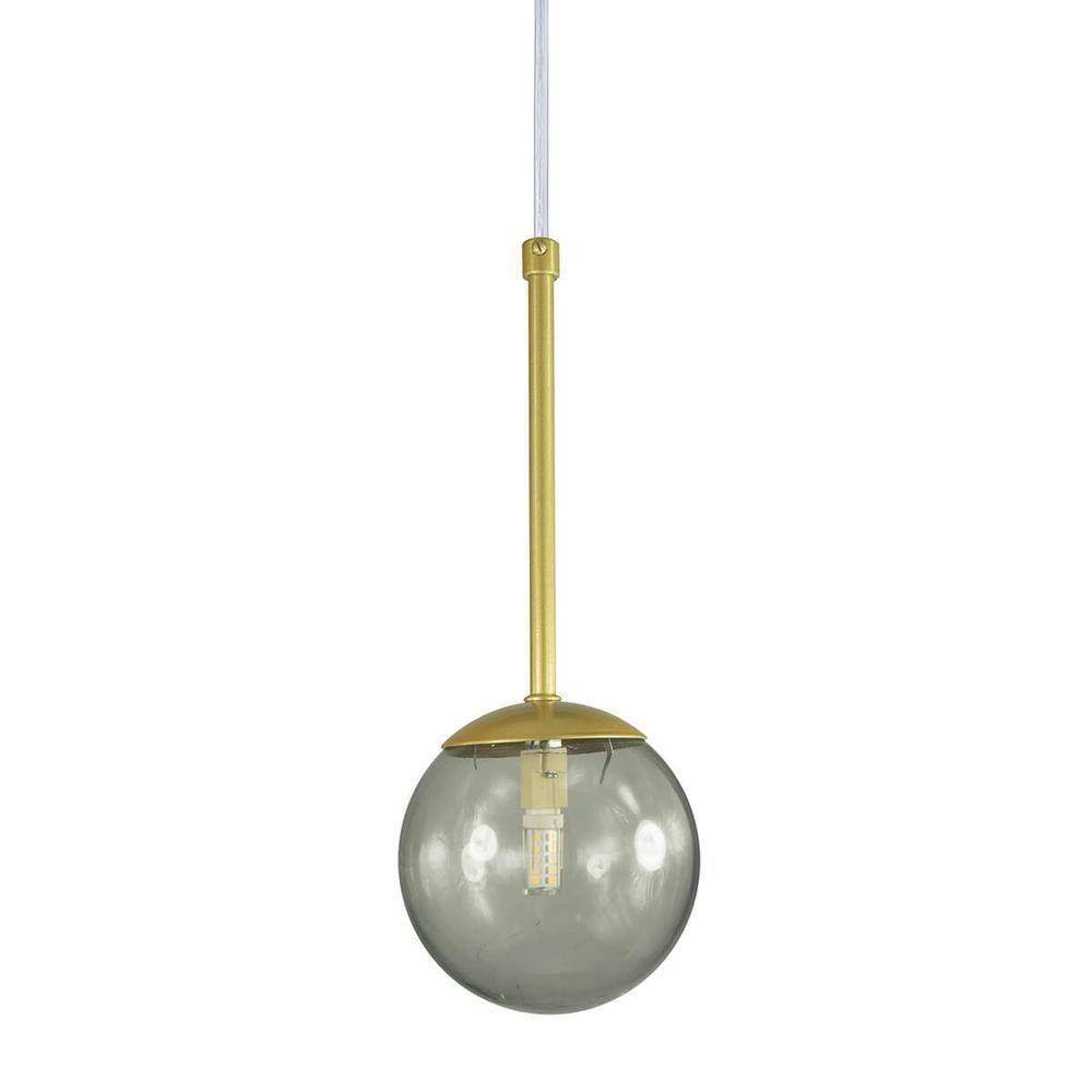 Pendente Globo Esfera De Vidro 12cm - Ouro - Vidro Fumê
