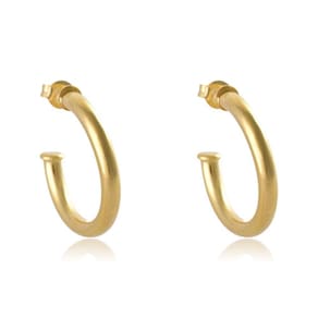 Brinco Argola Grossa Pequena Folheado Em Ouro 18K