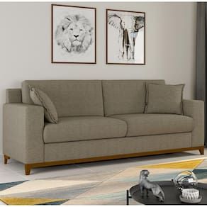 Sofá Living Vintage 3 Lugares 200cm em Linho Slim Bege