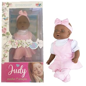 Boneca Judy Negra Minha Primeira Oração Reza O Pai Nosso