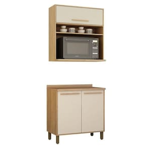 Cozinha Compacta 1 Aéreo e 1 Balcão Salvador Cinamomo/Off White
