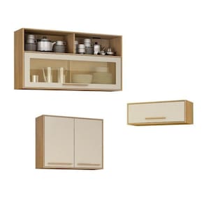Cozinha Compacta 3 Armários Aéreos Salvador Cinamomo/Off White