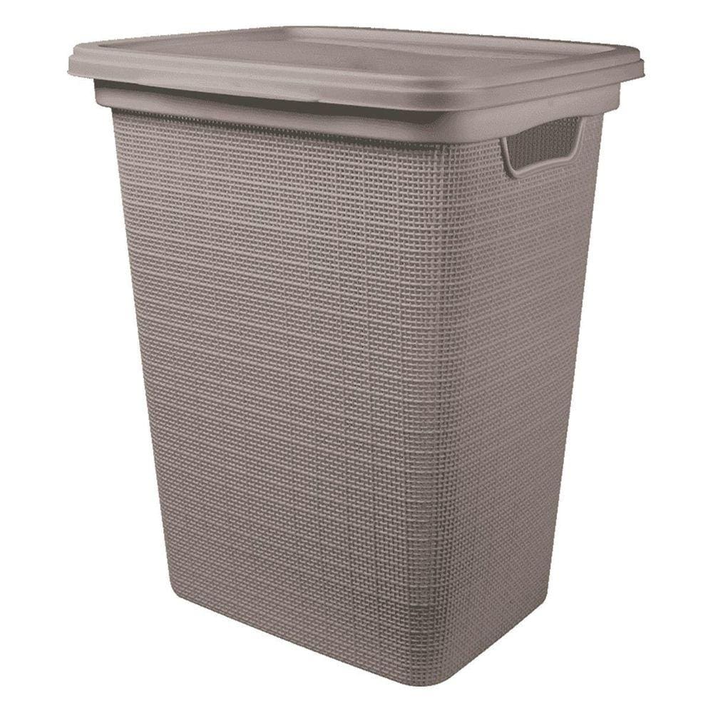 Cesto De Roupas Juta Cinza 45 Litros Com Tampa 43X35X52Cm