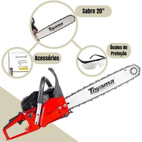 Motosserra 2 Tempos a Gasolina Toyama TCS58F G2-20SN 54.5CC 13.500RPM Sabre 20" Profissional Corrente Oregon