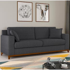 Sofá Living Vintage 3 Lugares 200cm em Linho Slim Grafite