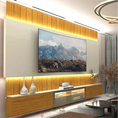 Estante Home para Tv até 85 Polegadas com Led 260cm Soberano Reflecta Naturale/Off White - Marrom