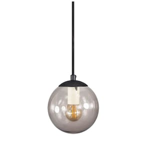 Pendente Globo Esfera De Vidro Fumê 14cm - Preto