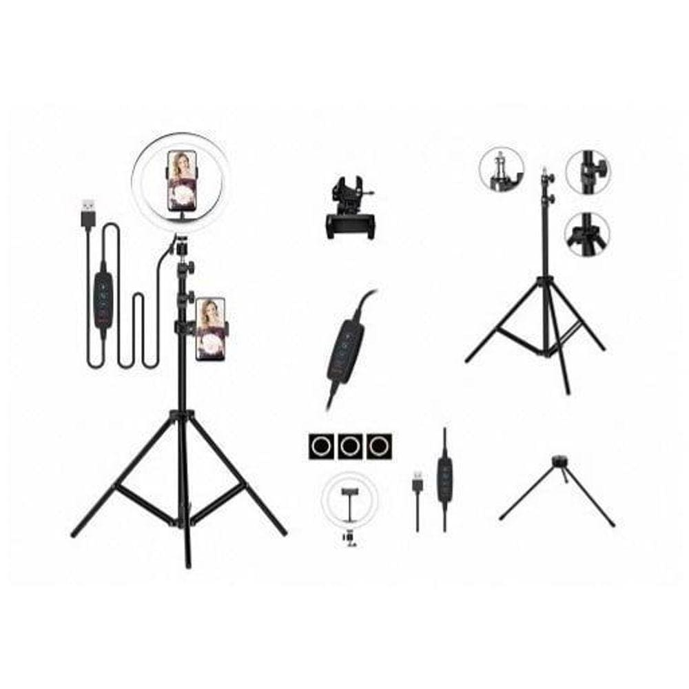 Ring Light Completo Iluminador Portátil + Tripé 2M 10 Pol
