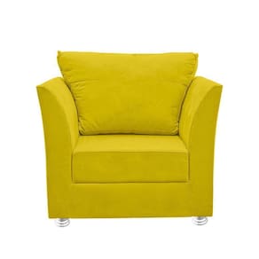Poltrona Cadeira Decorativa Para Sala E Quarto Lisboa Suede Amarelo