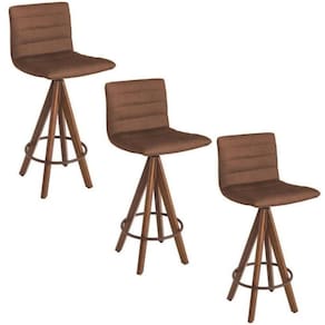 3 Banquetas Liz Giratória Gourmet Mmarrom Camurça