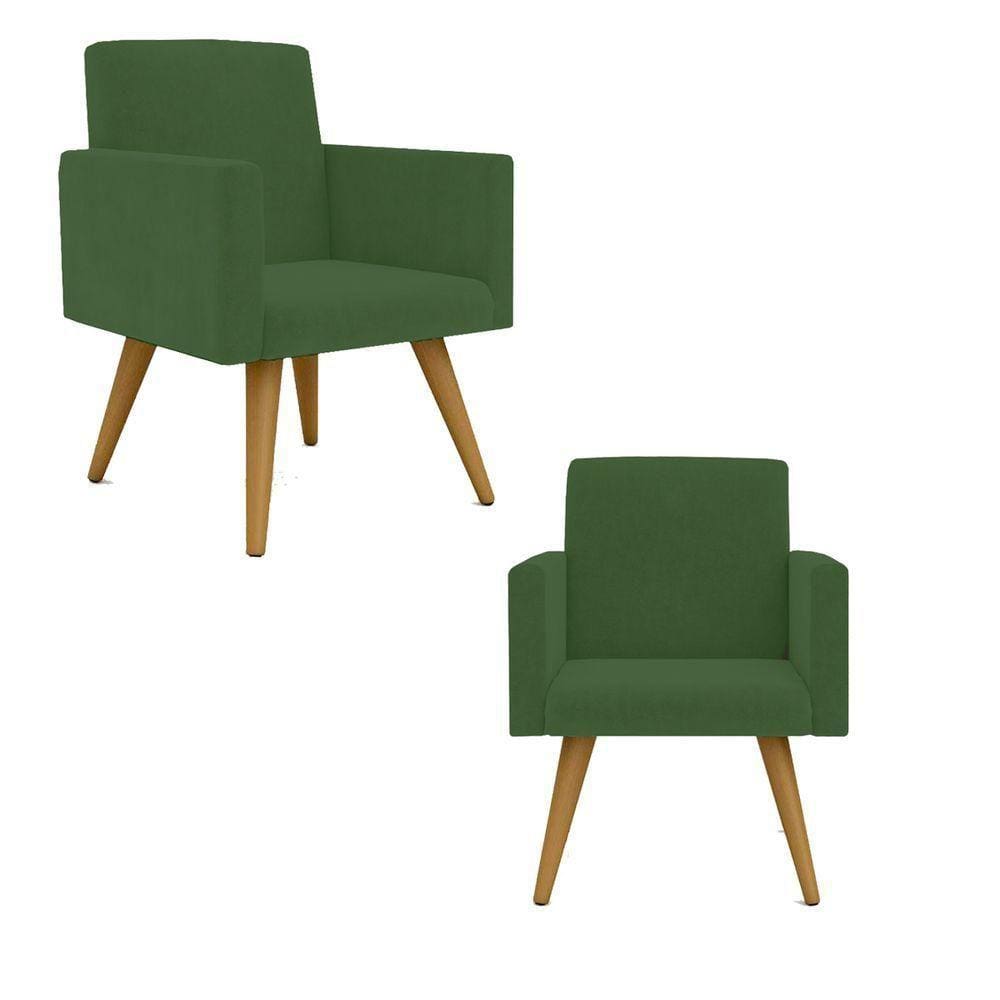 2 Cadeiras Poltronas p/ Sala Escritó. Balaqui Decor verde