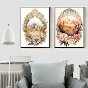 Kit 2 Quadros Decorativos Artes Muçulmanas 45X34Cm - Vidro