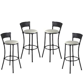 4 Banquetas Altas Forts Fibra Aço Acesse Preto Branco Gelo