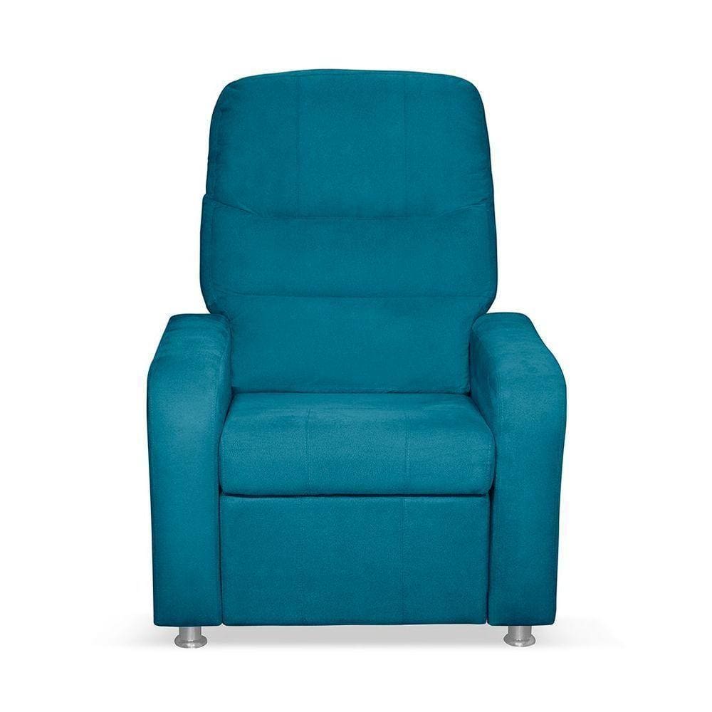 Cadeira Poltrona Do Papai Reclinável Confortável Suede Azul Tiffany