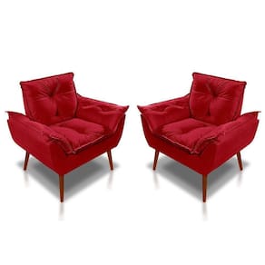Kit C/ 02 Poltronas Opala Luxo Suede Vermelho