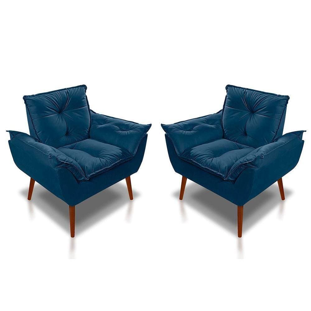 Kit C- 02 Poltronas Opala Luxo Suede Azul Marinho