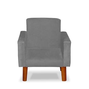 Mini Poltrona Cadeira Infantil Nina De Criança Suede Cinza Claro