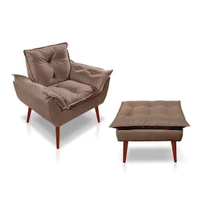 Kit C- 01 Poltrona Opala + 01 Puff Opala Elegante Suede Cappuccino